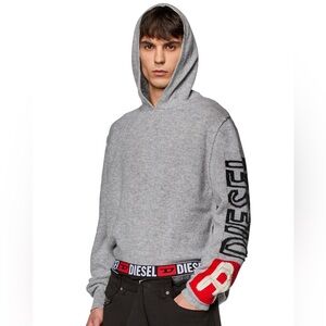 Diesel Men Gray 100% Wool Hooded Sweater - Size Small - NWT